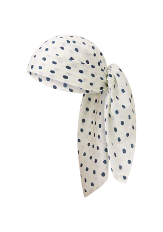 Head Scarf | Cream Polka Navy