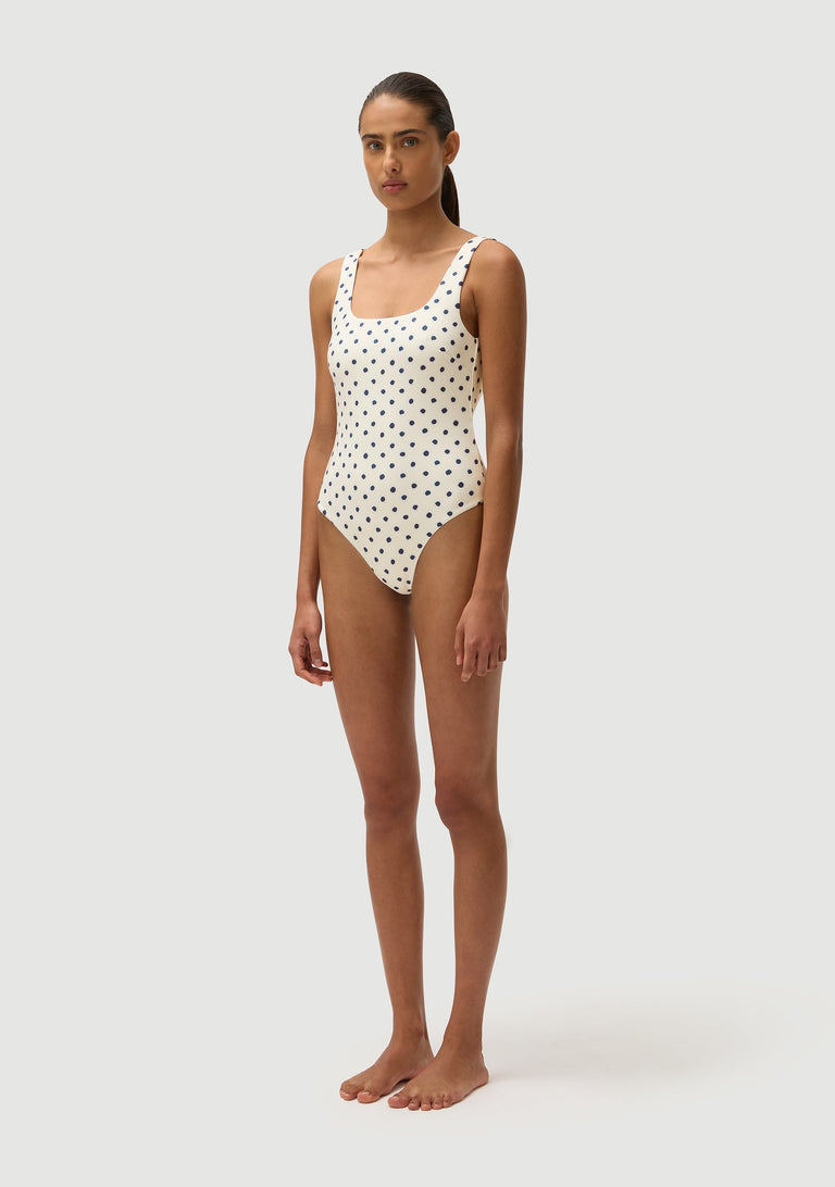 Harvey Full Piece | Cream Polka Navy
