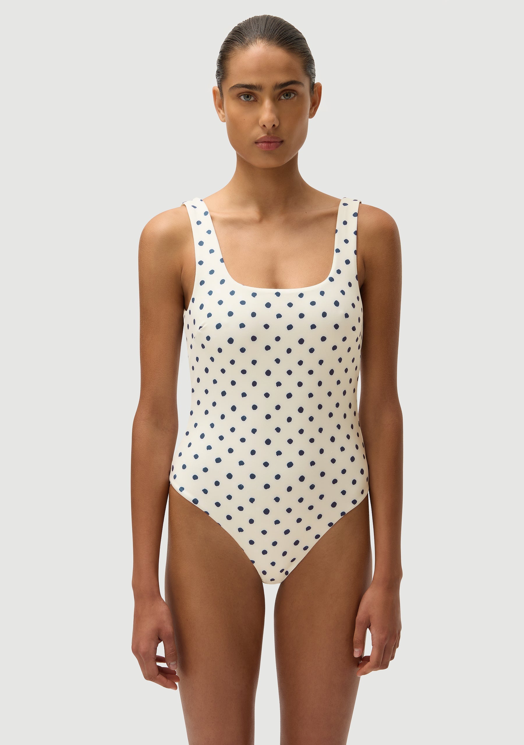 Harvey Full Piece | Cream Polka Navy
