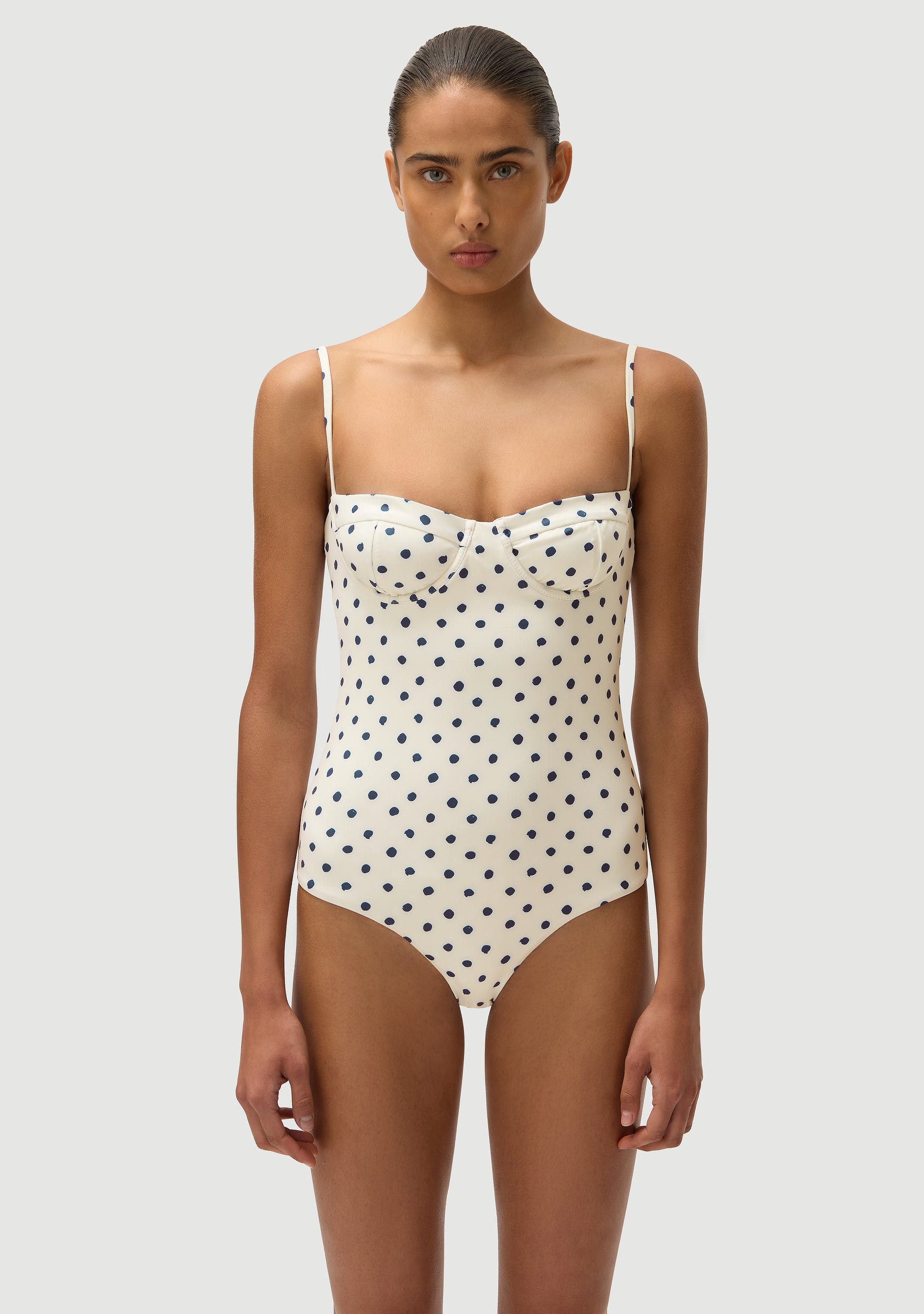Dolce Full Piece | Cream Polka Navy