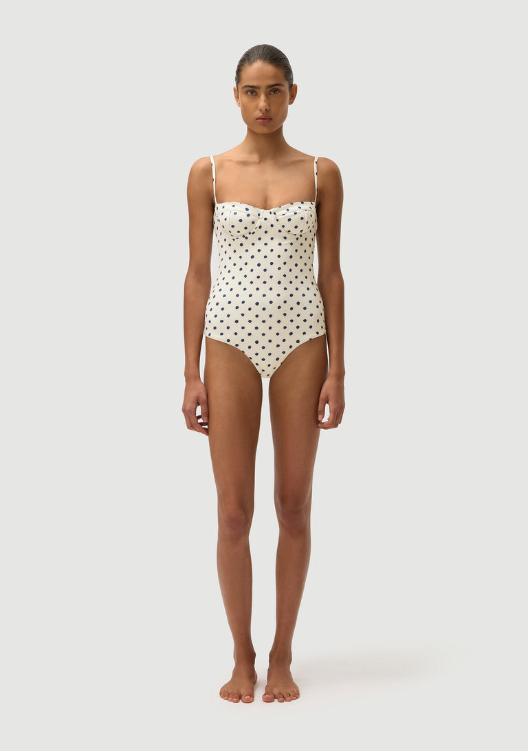 Dolce Full Piece | Cream Polka Navy