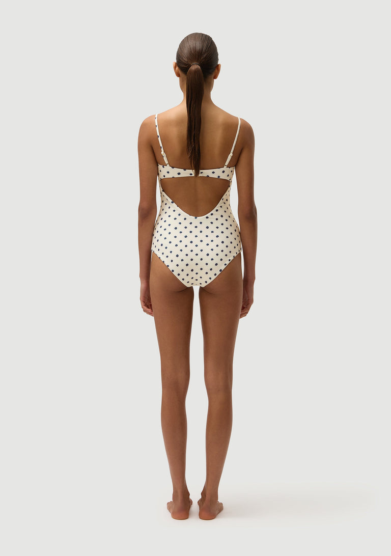 Dolce Full Piece | Cream Polka Navy