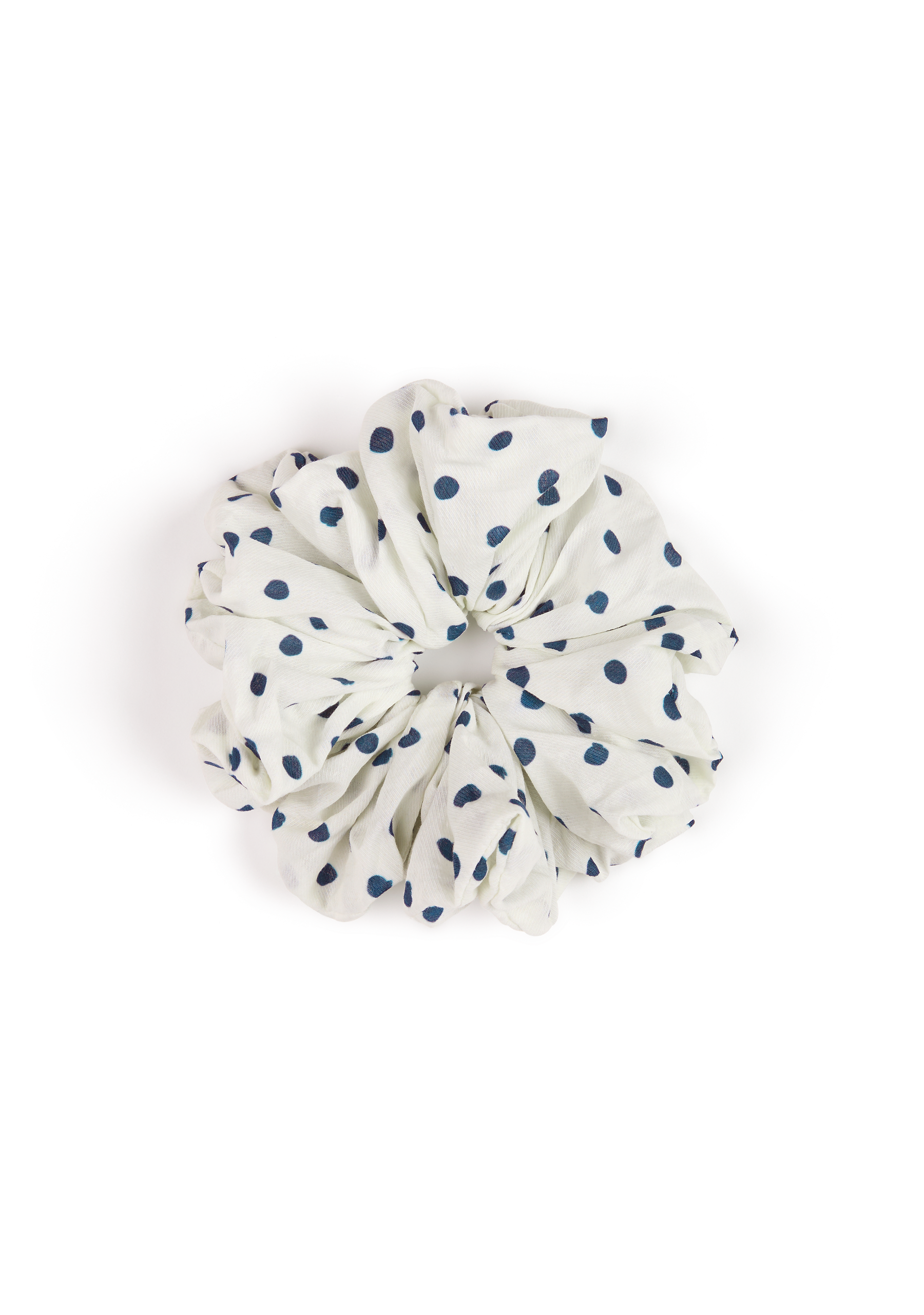 Scrunchie |Cream Polka Navy