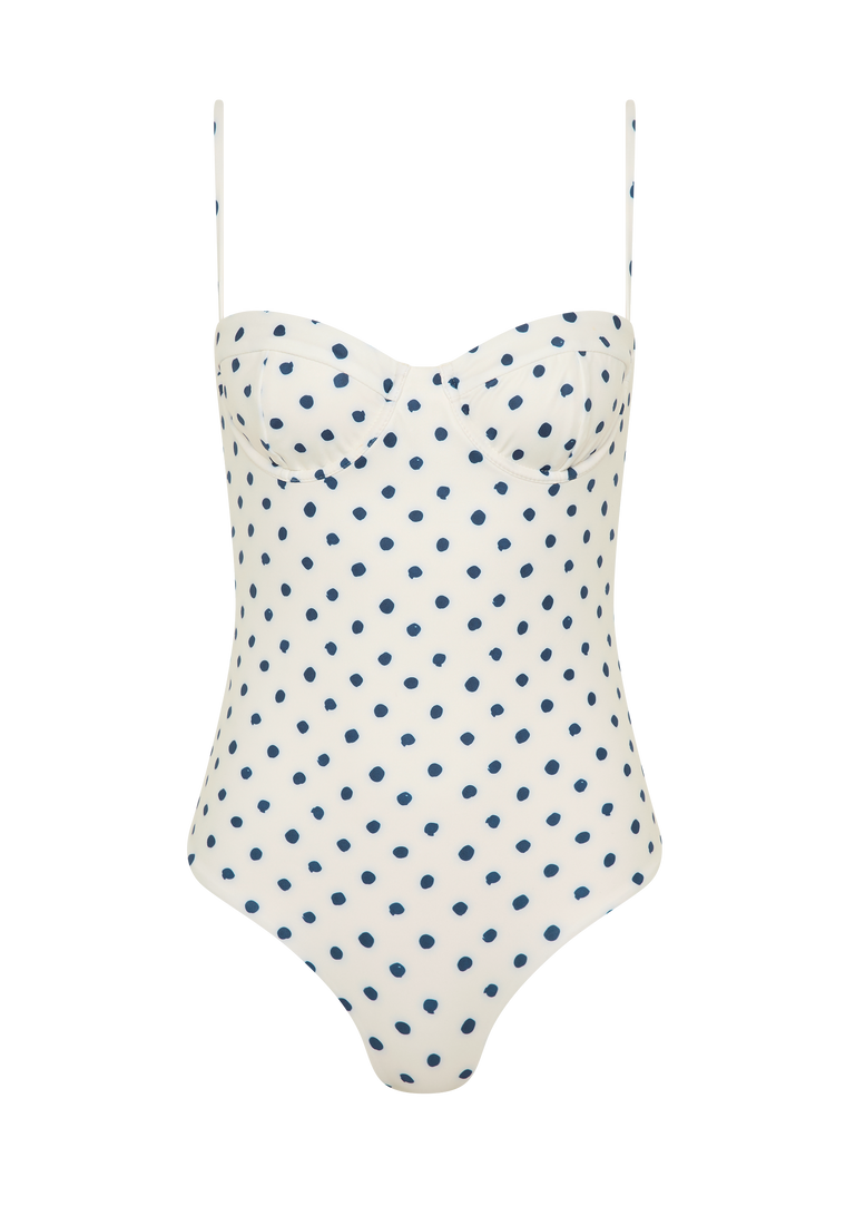 Dolce Full Piece | Cream Polka Navy